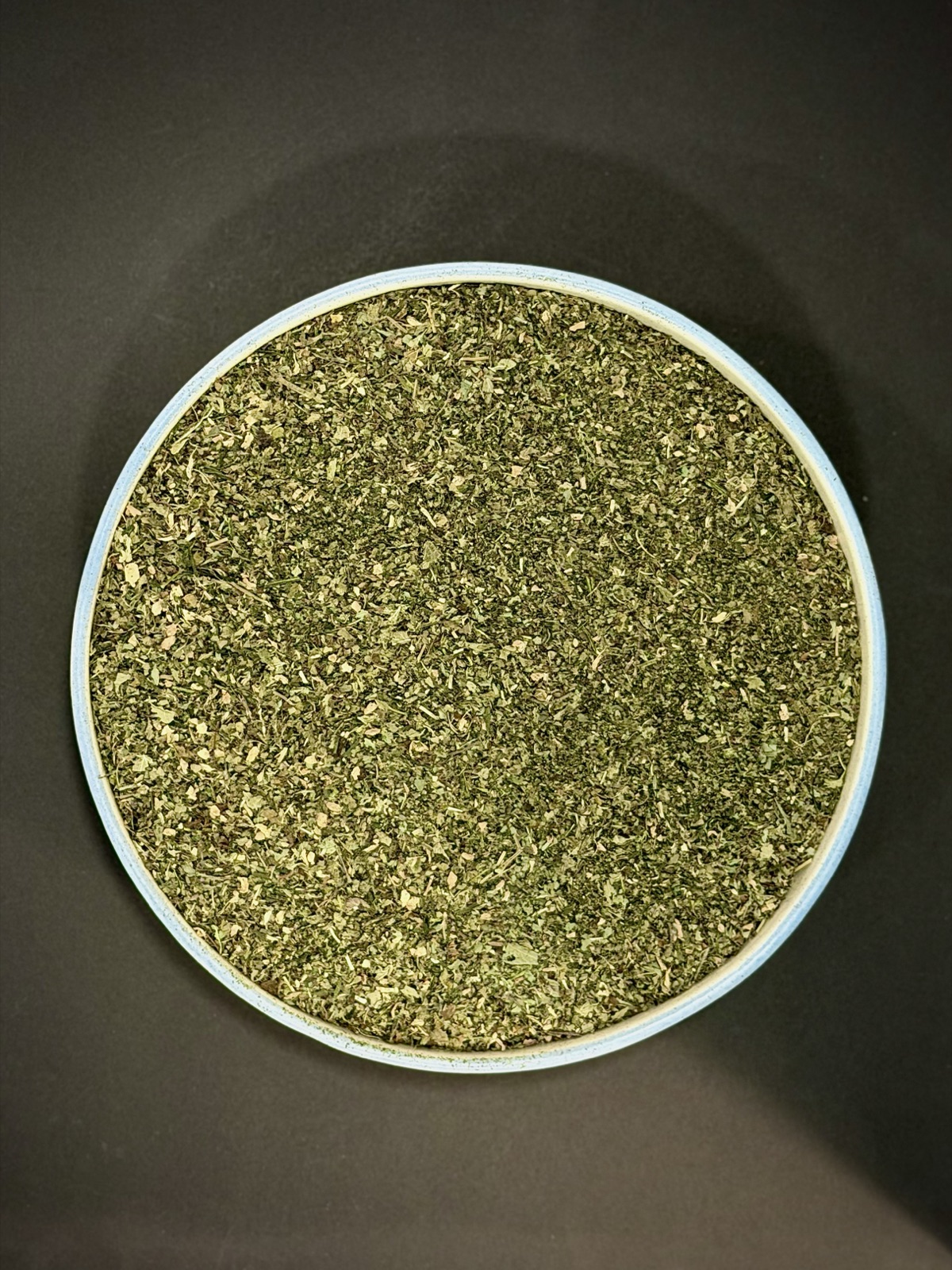 Overhead view of the Sovereign Standard tea blend in a ceramic bowl
